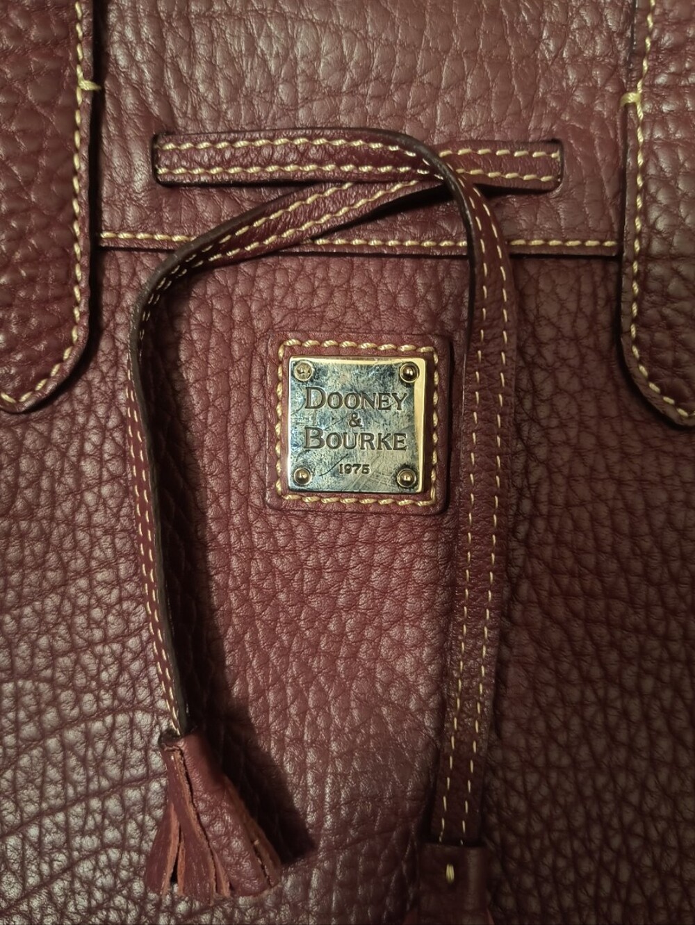 Vintage 2000s Dooney & Bourke Bordeaux Leather Tote Bag | Rare Paisley Interior - Picture 5 of 11